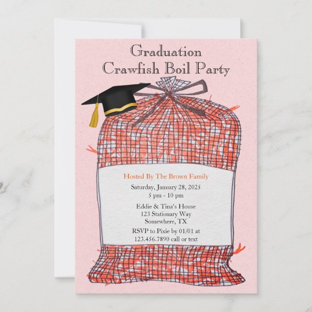 Invitación de fiesta de hervido de cangrejos de rí (Anverso)