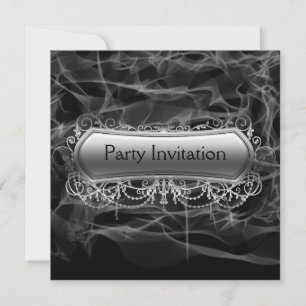 Invitación de fiesta de humo negro plateado