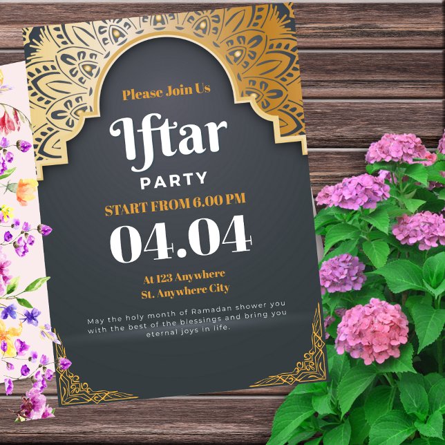 Invitación de fiesta de Iftar elegante gris para R (Subido por el creador)