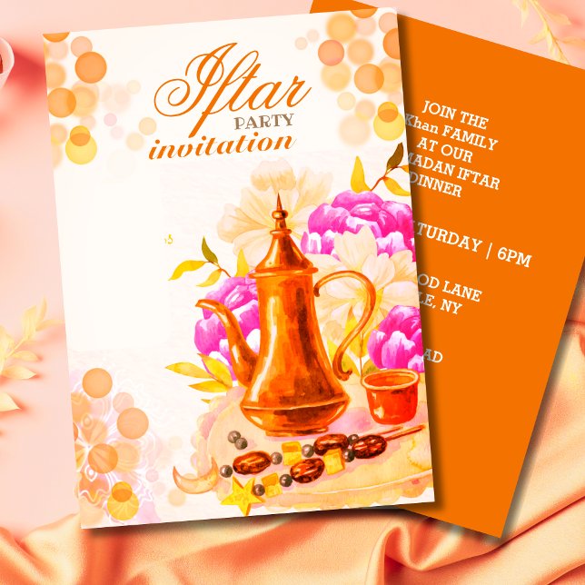 Invitación de fiesta de iftar floral acuarela (Subido por el creador)