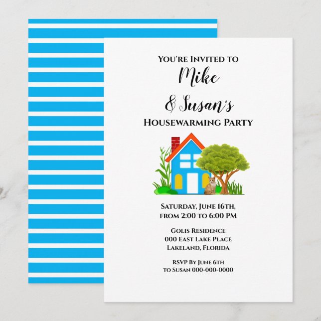 Invitación de fiesta de inauguración de casa con e (Anverso / Reverso)