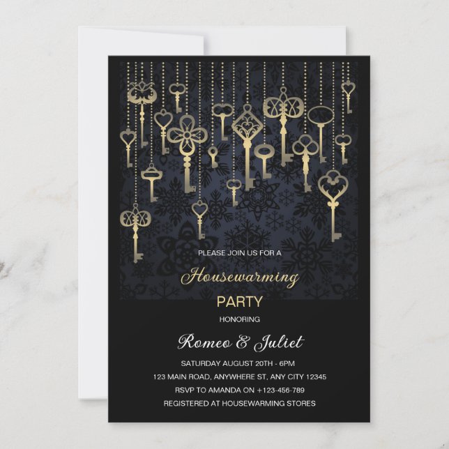 Invitación de fiesta de inauguración de casa con l (Anverso)
