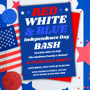 Invitación de Fiesta de Independencia Roja Blanca 