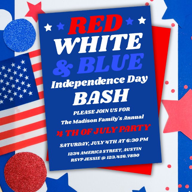 Invitación de Fiesta de Independencia Roja Blanca  (Subido por el creador)