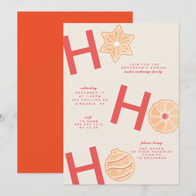 Invitación de fiesta de intercambio de cookies a n (Anverso / Reverso)