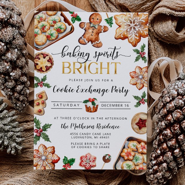 Invitación de fiesta de intercambio de cookies a n (Christmas Cookie Exchange Party Invitation
)