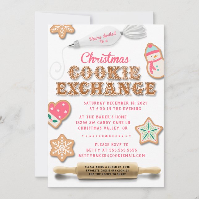Invitación de fiesta de intercambio de cookies a n (Anverso)
