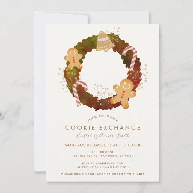 Invitación de fiesta de intercambio de cookies a N (Anverso)