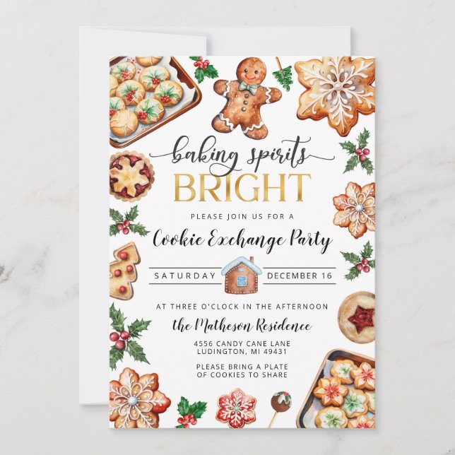 Invitación de fiesta de intercambio de cookies a n (Anverso)