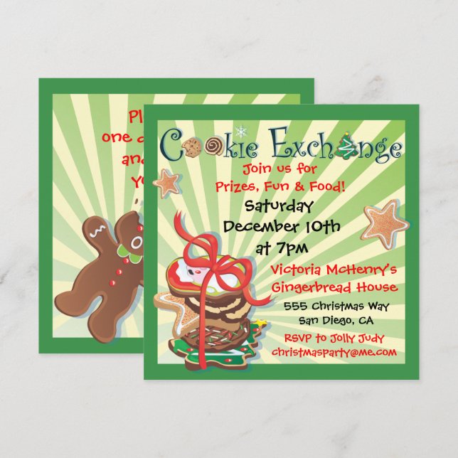 Invitación de fiesta de intercambio de cookies a n (Anverso / Reverso)