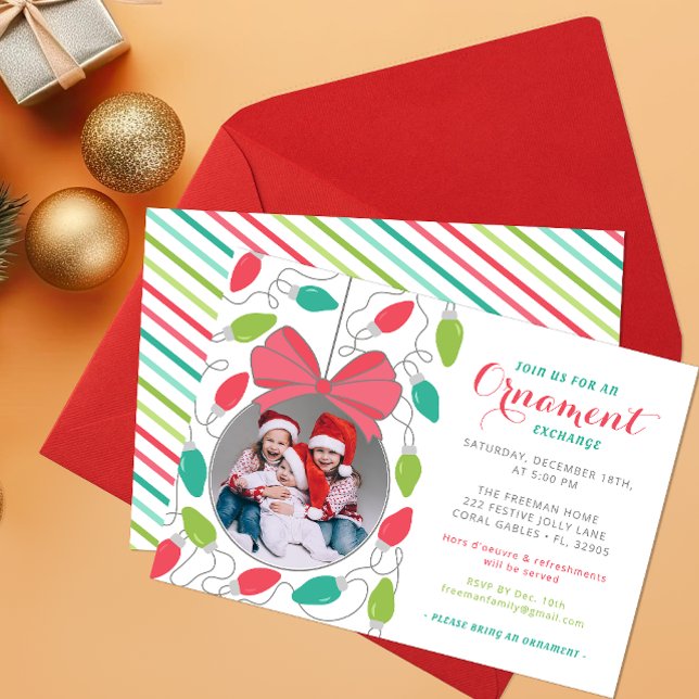 Invitación de Fiesta de intercambio de ornamentos  (Ornament Exchange Party Invitation)