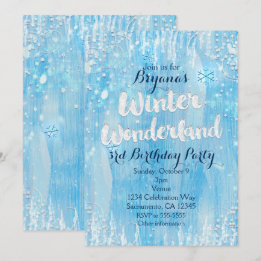Invitación de fiesta de invierno congelada azul hi