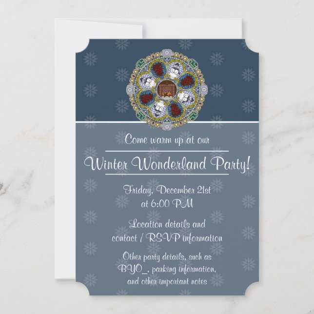 Invitación de fiesta de invierno Nouveau (Anverso)
