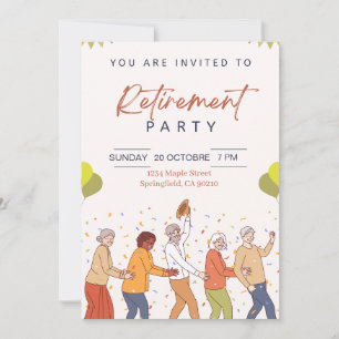 Invitación de fiesta de jubilación alegre y colori