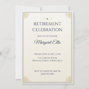Invitación de fiesta de jubilación Art Deco Navy y