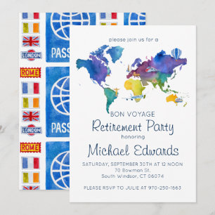 Invitación de Fiesta de Jubilación Bon Voyage