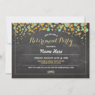 Invitación de Fiesta de Jubilación Chalk Mint Gold