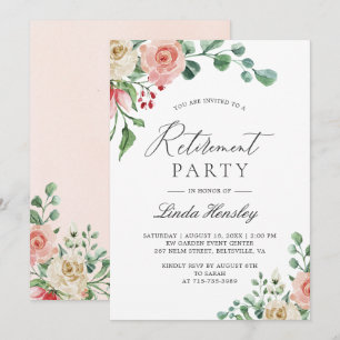 Invitación de fiesta de jubilación con acuarela de