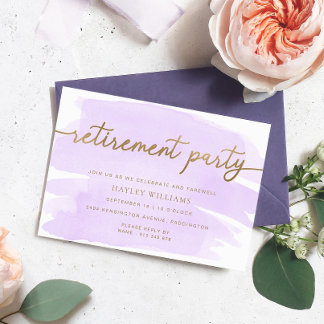 Invitación de fiesta de jubilación con acuarela de