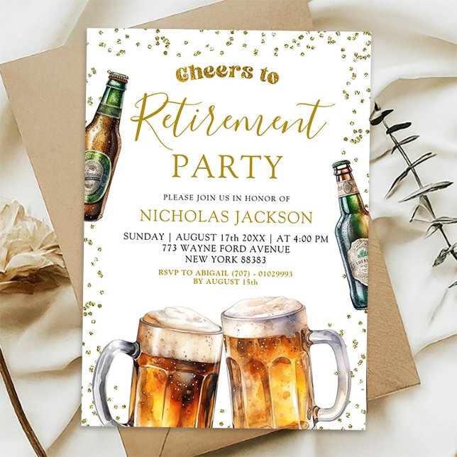 Invitación de fiesta de jubilación con cerveza y b (Subido por el creador)