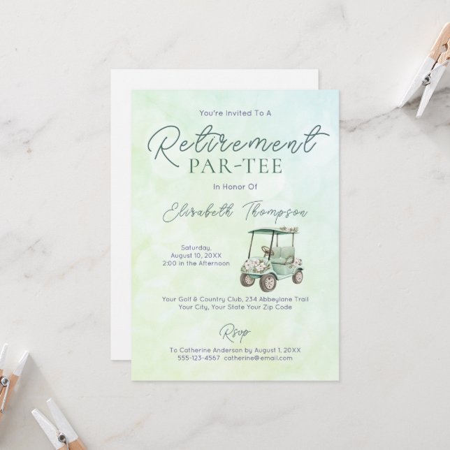 Invitación de fiesta de jubilación con tema de gol (Anverso/Reverso In Situ)
