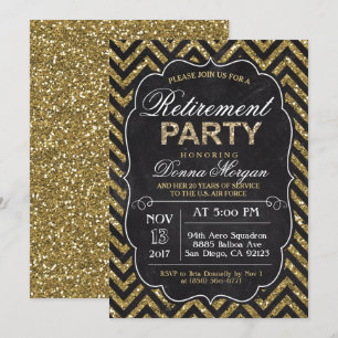 Invitación de fiesta de jubilación con tiza brilla