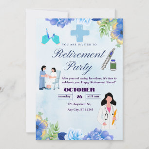 Invitación de fiesta de jubilación de enfermera fl