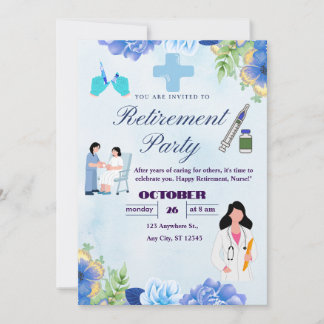 Invitación de fiesta de jubilación de enfermera fl