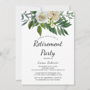 Invitación de fiesta de jubilación de flores blanc