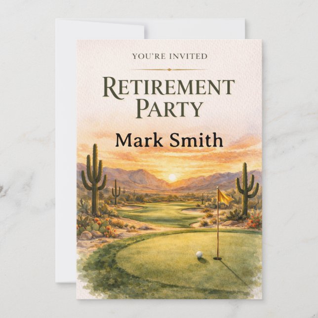 Invitación de fiesta de jubilación de golf en Ariz (Anverso)