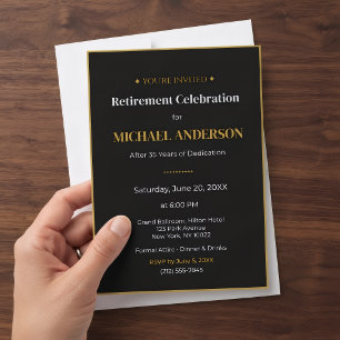 Invitación de Fiesta de Jubilación Elegante Dorado