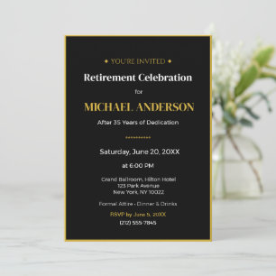 Invitación de Fiesta de Jubilación Elegante Dorado