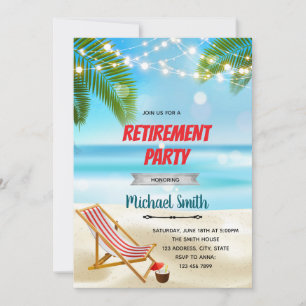 invitación de fiesta de jubilación en la playa
