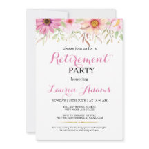 Invitación de fiesta de jubilación floral rosa
