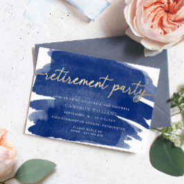 Invitación de fiesta de jubilación Navy Watercolou