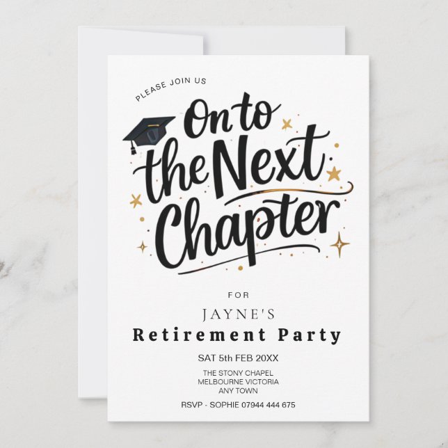 Invitación de fiesta de jubilación próximo capítul (Anverso)