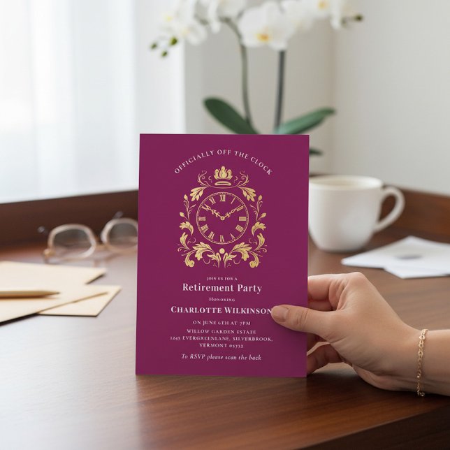 Invitación de fiesta de jubilación reloj ornamenta (Subido por el creador)