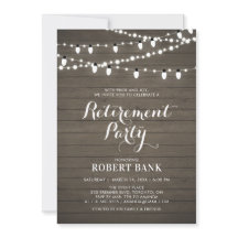 Invitación de fiesta de jubilación Rustic Wood & L