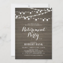 Invitación de fiesta de jubilación Rustic Wood & L