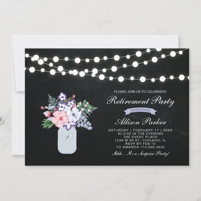 Invitación de fiesta de jubilación sorpresa en piz (Anverso)