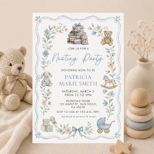 Invitación de fiesta de juguetes de guardería Nido