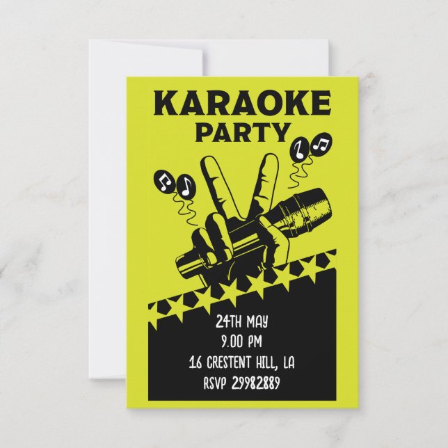 Invitación de Fiesta de Karaoke (Anverso)