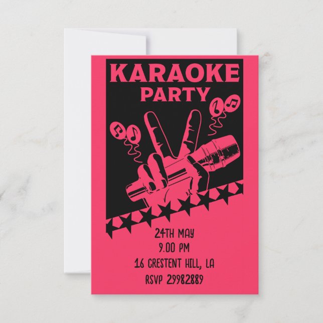 Invitación de Fiesta de Karaoke (Anverso)