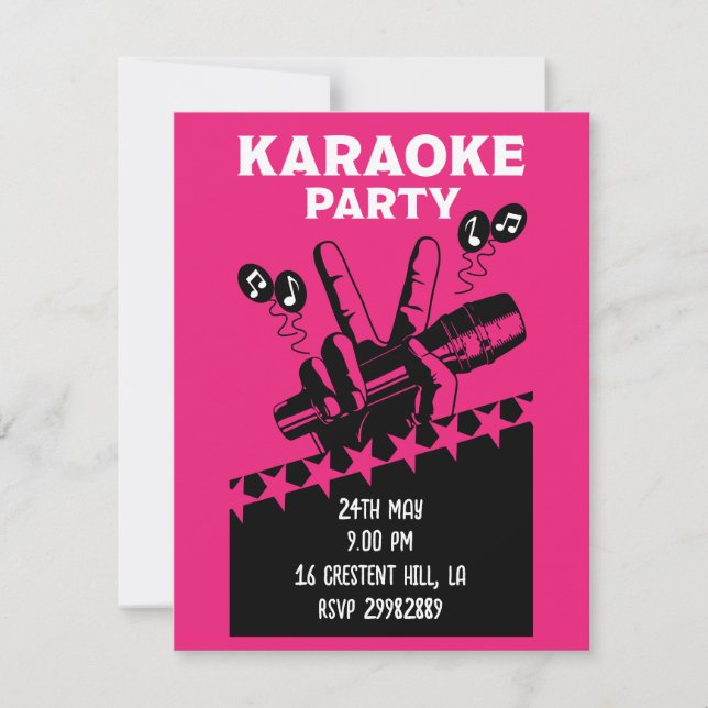 Invitación de Fiesta de Karaoke (Anverso)