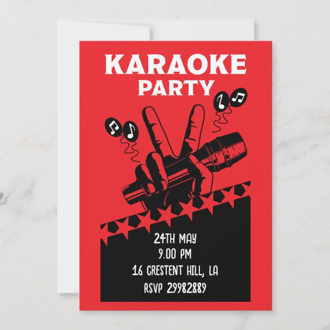 Invitación de Fiesta de Karaoke (Anverso)