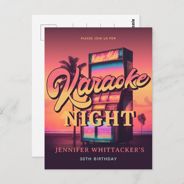 Invitación de fiesta de karaoke de cumpleaños núme (Anverso / Reverso)