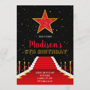 Invitación de fiesta de la alfombra roja estrella