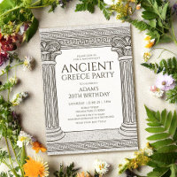Invitación de fiesta de la antigua Grecia con colu