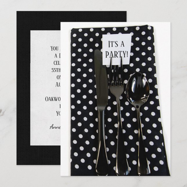 Invitación de Fiesta de la cena (Anverso / Reverso)