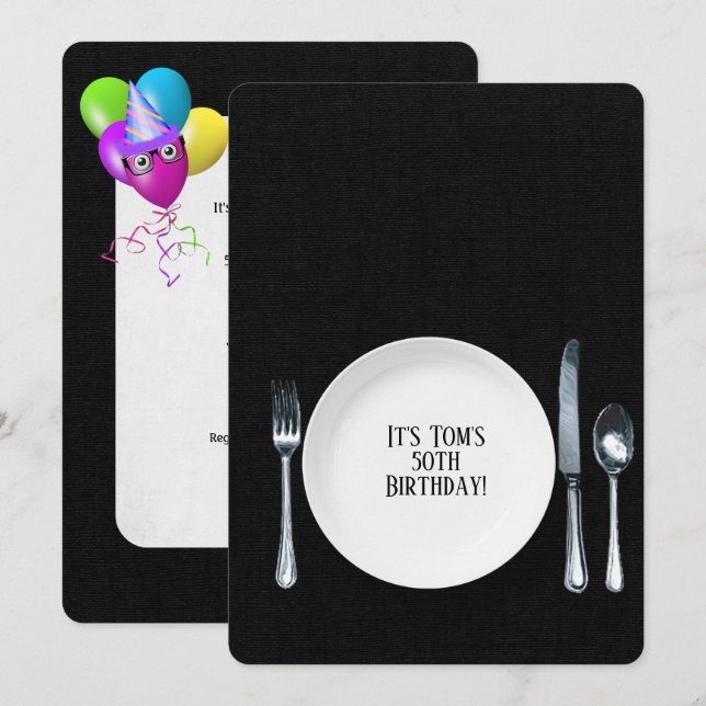 Invitación de Fiesta de la cena de cumpleaños sobr (Anverso / Reverso)